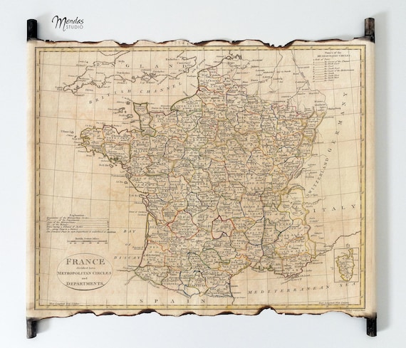 Old Map of France 1799. by Clement Cruttwell, French Map on