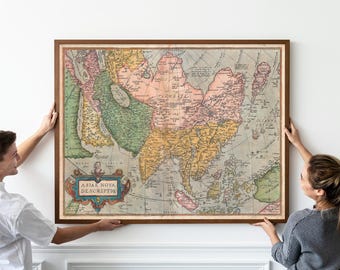 Map of Asia 1570 by Abraham Ortelius (first edition), Asia Map Poster, Asia Wall Art, Asiae Nova Descriptio, Home Decor, Asia Vintage Map