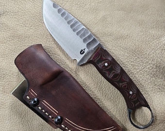 Hand-forged Ring knife / Karambit and sheath