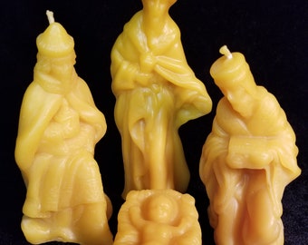 3 Wisemen and Baby Jesus - Beeswax Candle Set