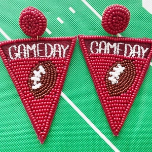 Crimson Game Day Earrings | Beaded Alabama Earrings | Statement Earrings for Her from Oh, Poppy! | Mississippi State Earrings