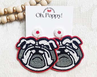 Bulldog Beaded Earrings | Statement Accessories and Gifts | Georgia Bulldog Earrings | UGA Graduation Gift | Game Day Earrings for Her