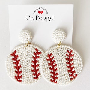 BASEBALL Beaded Earrings | Statement Earrings | Fashion Earrings for Her | Beaded Earrings | Gameday Earrings | Baseball Fashion