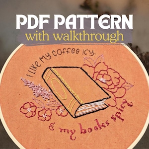 Spicy Books Embroidery Pattern: Modern DIY Template (PDF Pattern)