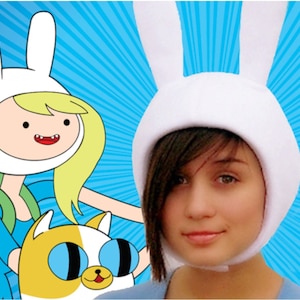 Fionna Hat, Adventure Time Hat, Fionnna Cosplay, White Bunny Ears Hat, Free Shipping.