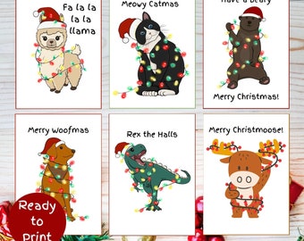 Christmas Card Bundle | Instant Download | Printable | Funny | Digital Christmas Cards | Holiday Cards | 5 x 7 Cards | Kid Cards | 33 Pack