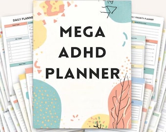 Mega ADHD Planer Printable | 230-Seiten-All-in-One-Planer-Bundle | Sofort Download PDF