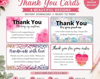 Small Business Thank You Cards | Instant Download | Customer Notes | Package Inserts | Ready to Print | Appreciation | Order Cards | Glitter