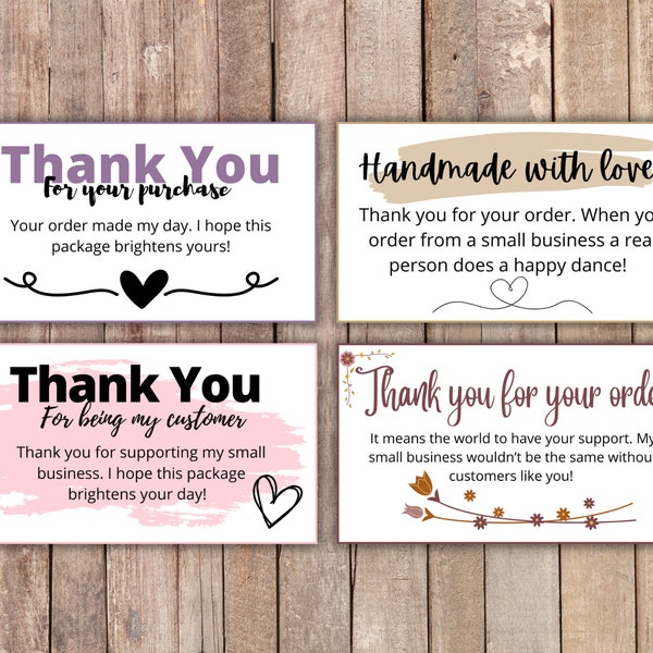 Small Business Thank You Cards | Instant Download | Appreciation Notes | Package Inserts | Customer Cards | Printable | Shop Owner Cards |