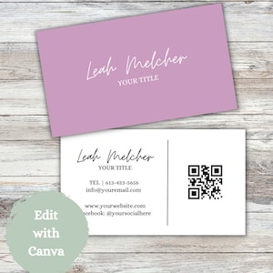 Visitenkarte Vorlage | Basteln | Minimalistisch | QR-Code | Leinwand | Design | Blush | Sofortdownload | Individuell | Druckbar | Geschäftliches Branding