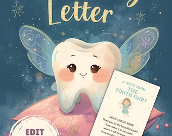 Sjabloon mini-tandenfee-brief en envelop | Afdrukbaar | Bewerkbare tekst | Direct downloaden