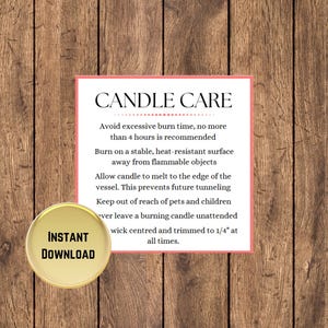 Printable Candle Care Cards | Instructions | Package Insert | Template | Digital | DIY Candle Packaging | Small Business | Instant Download