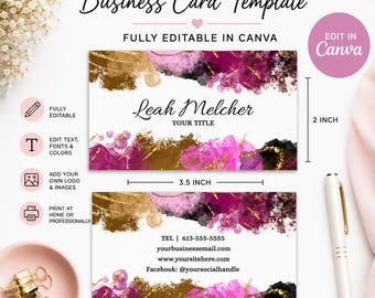 Visitenkarte Vorlage | Ausgefallen | Bearbeitbar | Leinwand | Ausgefallen | Kleinunternehmen | Schönheit | Elegant | Sofortdownload | Design | Basteln | Brandmal |