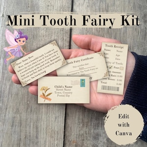 Mini Tooth Fairy Letter Kit | Lost Tooth  Letter | Fairy Mail | Editable | Instant Download | Custom | Certificate | Template | Receipt |