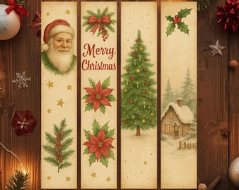 Printable Christmas Bookmarks – 4 Festive Designs | Ready-to-Print PDF | Instant Download