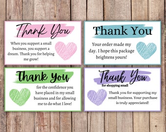 Small Business Thank You Cards | Order Notes | Package Inserts | Ready to Print | Instant Download | Shop Owner Cards | Customer |