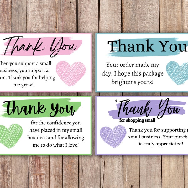 Small Business Thank You Cards | Order Notes | Package Inserts | Ready to Print | Instant Download | Shop Owner Cards | Customer |