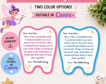 Mini Tooth Fairy Letter | Lost Tooth | Template | Instant Download | Boy and Girl | Tiny Letter | Custom | Printable | Editable | For Kids