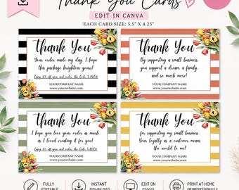 Small Business Thank you Cards | Thank you for your order | Package Inserts | Discount | for Customer | Shop Owners | Instant Download |