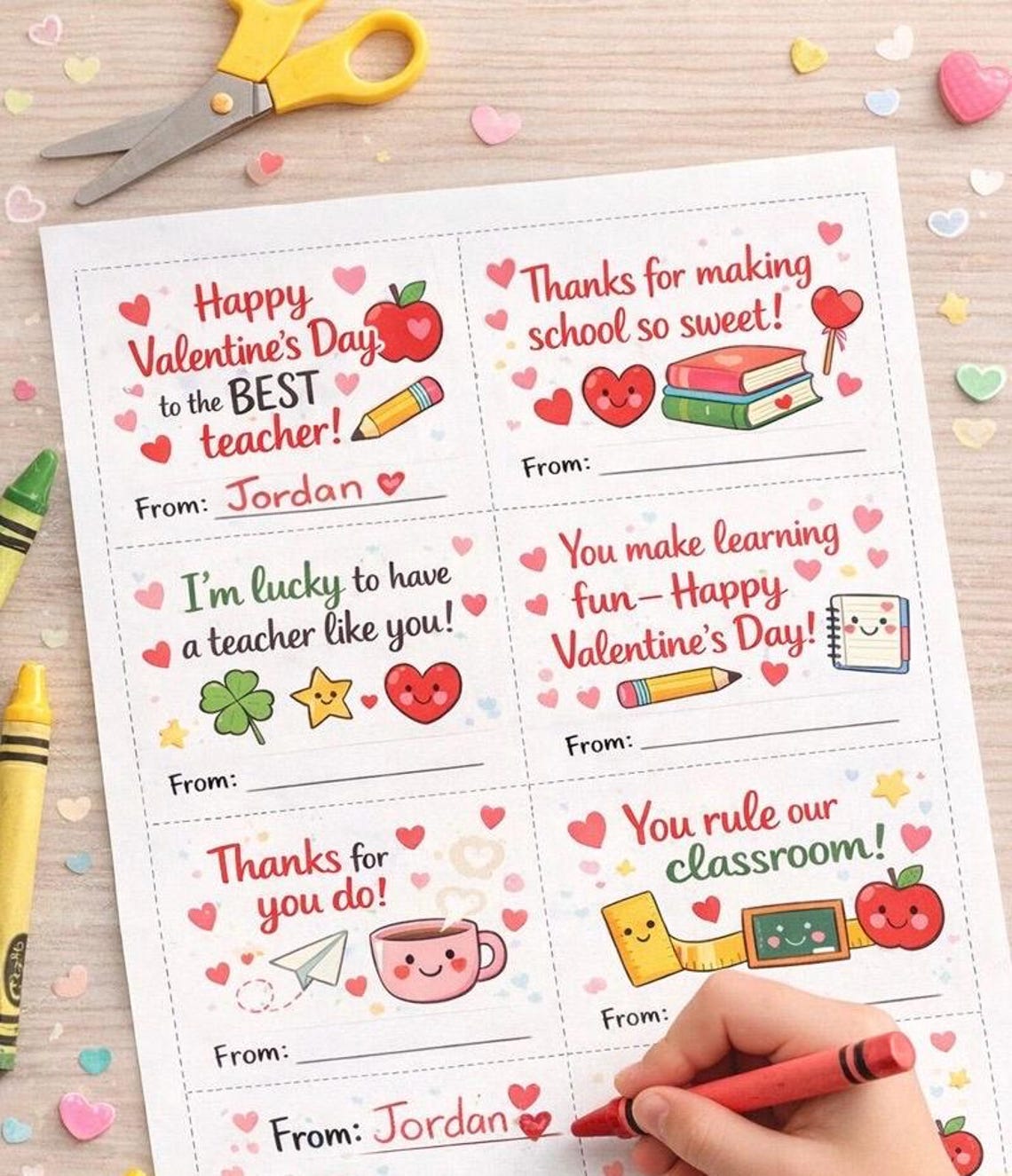 Printable Teacher Valentine Cards – Instant Download - Etsy