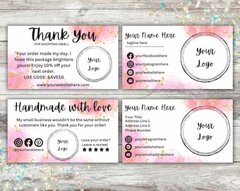 Small Business Cards | Bundle | Thank You | Package Inserts | Canva Template | Thank You For Your Order | Instant Download | Shop Owner