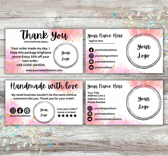 Small Business Cards | Bundle | Thank You | Package Inserts | Canva Template | Thank You For Your Order | Instant Download | Shop Owner