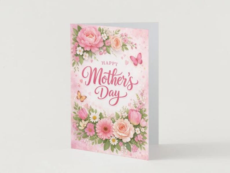 Printable Mother’s Day Card 5x7 | Floral Happy Mother’s Day Card ...
