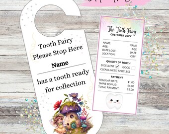 Zahnfee Quittungsset | Türschild | Zahnverlust Zertifikat | Feenpost | Druckbar | Bearbeitbar | Buchstabe | Individuell | DIY Sofort Download