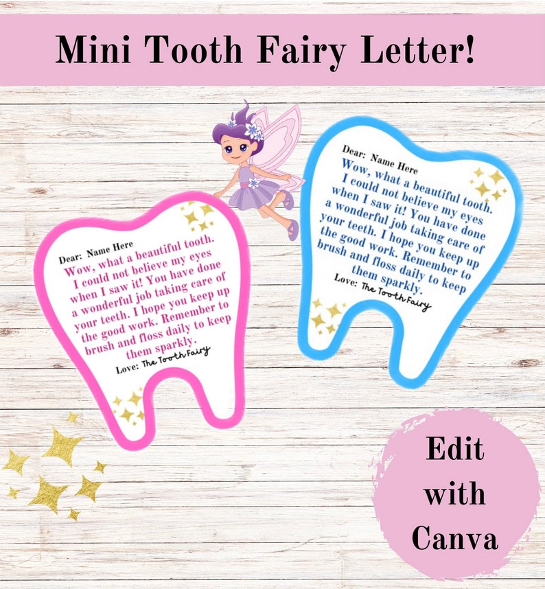 Mini Tooth Fairy Letter Lost Tooth Template Instant - Etsy