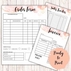 Small Business Order Form | Invoice | Tracker | Instant Download | Fill In | Printable | Bundle | Shop Owner | Simple | Organization