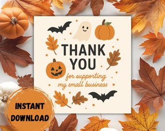 Halloween Small Business Thank You Cards | Instant Download | PDF Digital Download | Ready to Print and Cut | Fall | Package Inserts |