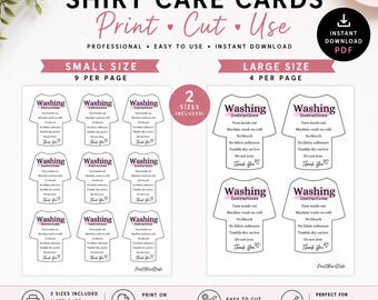 Care Cards | Washing Instructions | Garment Care | Customer Cards | Small Business Thank You Cards | Ready to Print | Package Inserts | DIY