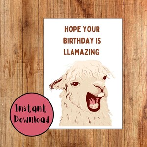 Funny Birthday Card | Instant Download | Printable | Llama | Punny | Happy Birthday | Digital Birthday Card | Greeting Cards | Silly