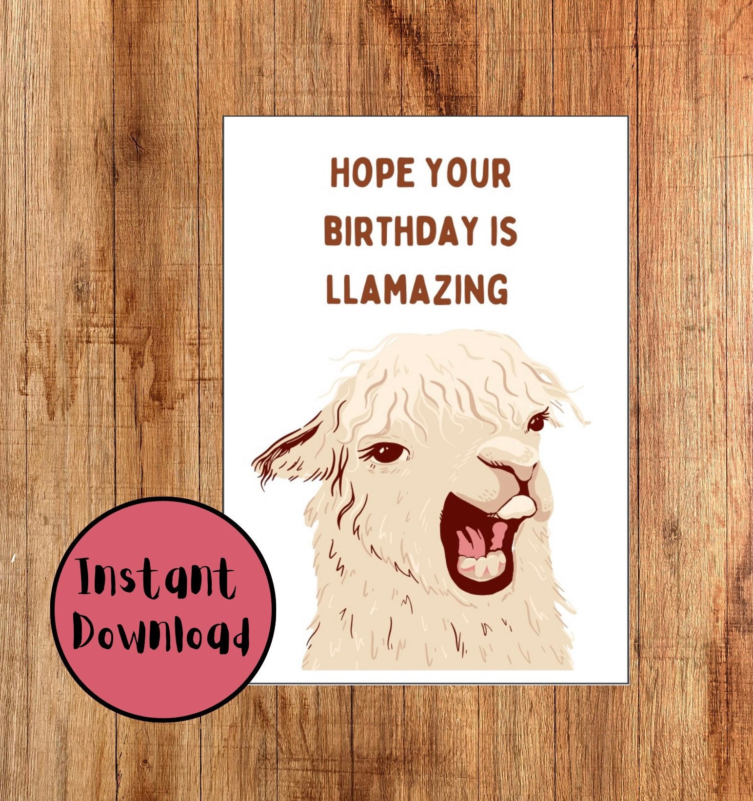 Funny Birthday Card Instant Download Printable Llama - Etsy