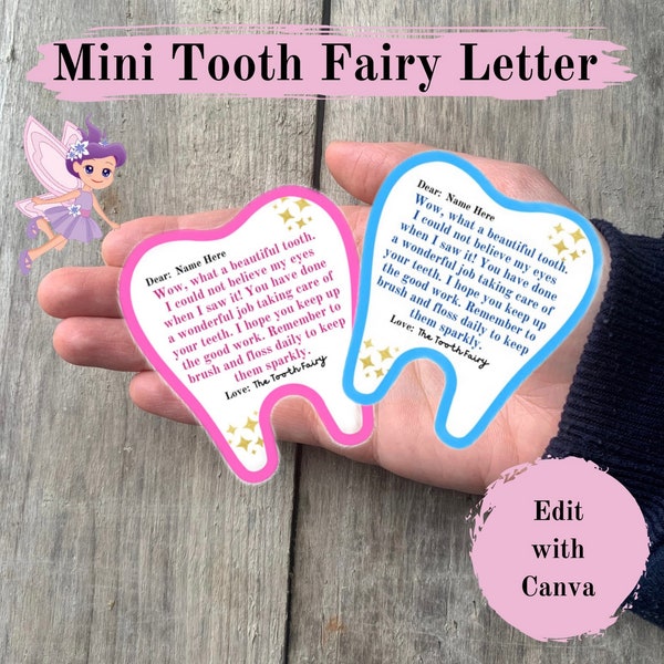 Mini Tooth Fairy Letter | Lost Tooth | Template | Instant Download | Boy and Girl | Tiny Letter | Custom | Printable | Editable | For Kids