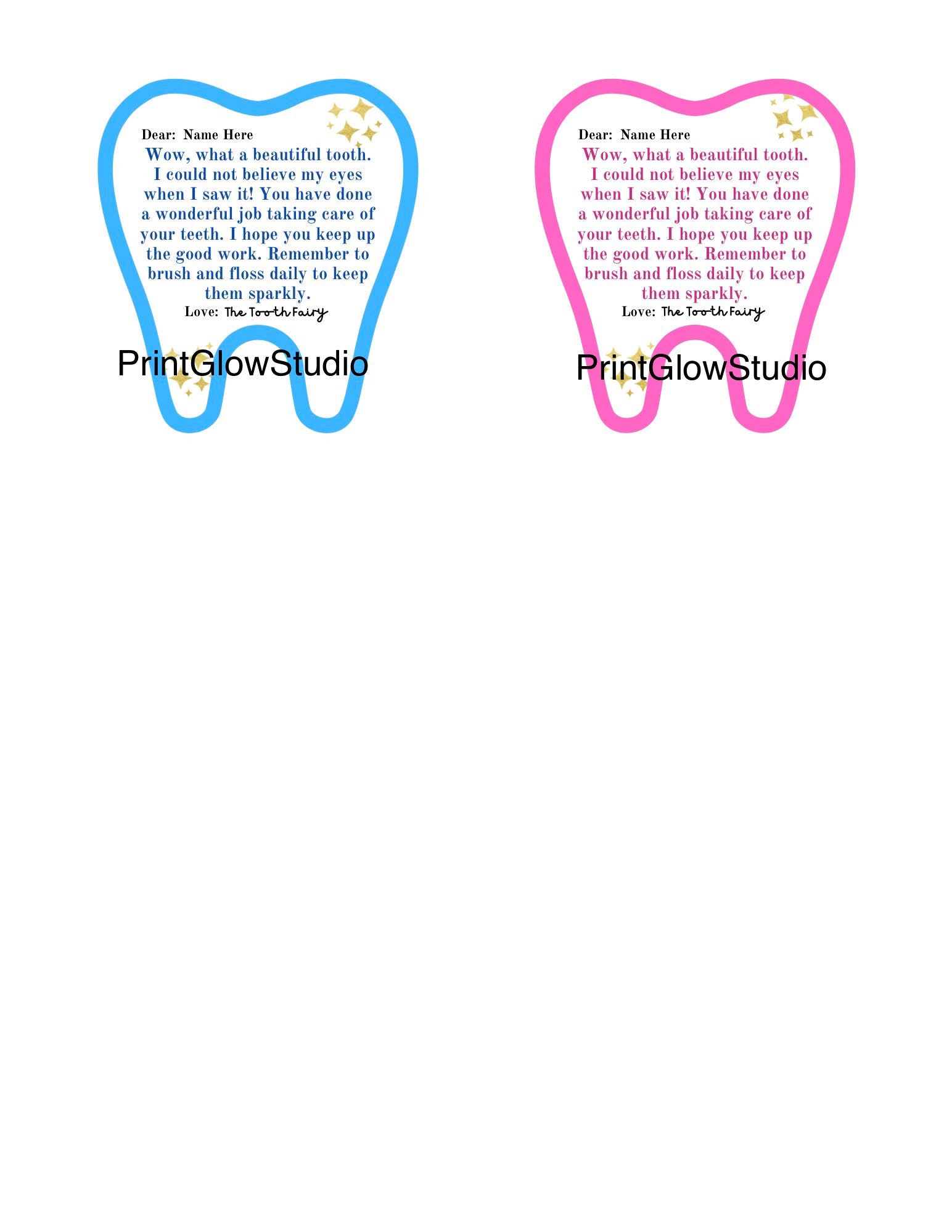 Mini Tooth Fairy Letter Lost Tooth Template Instant - Etsy