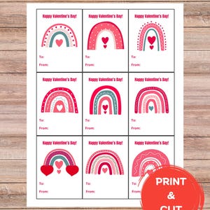 Kartki walentynkowe | Walentynki dla dzieci | Boho Rainbow | DIY | Natychmiastowe pobranie | Do druku | Gotowe do druku | Notatki | Dziewczyny | Koledzy z klasy