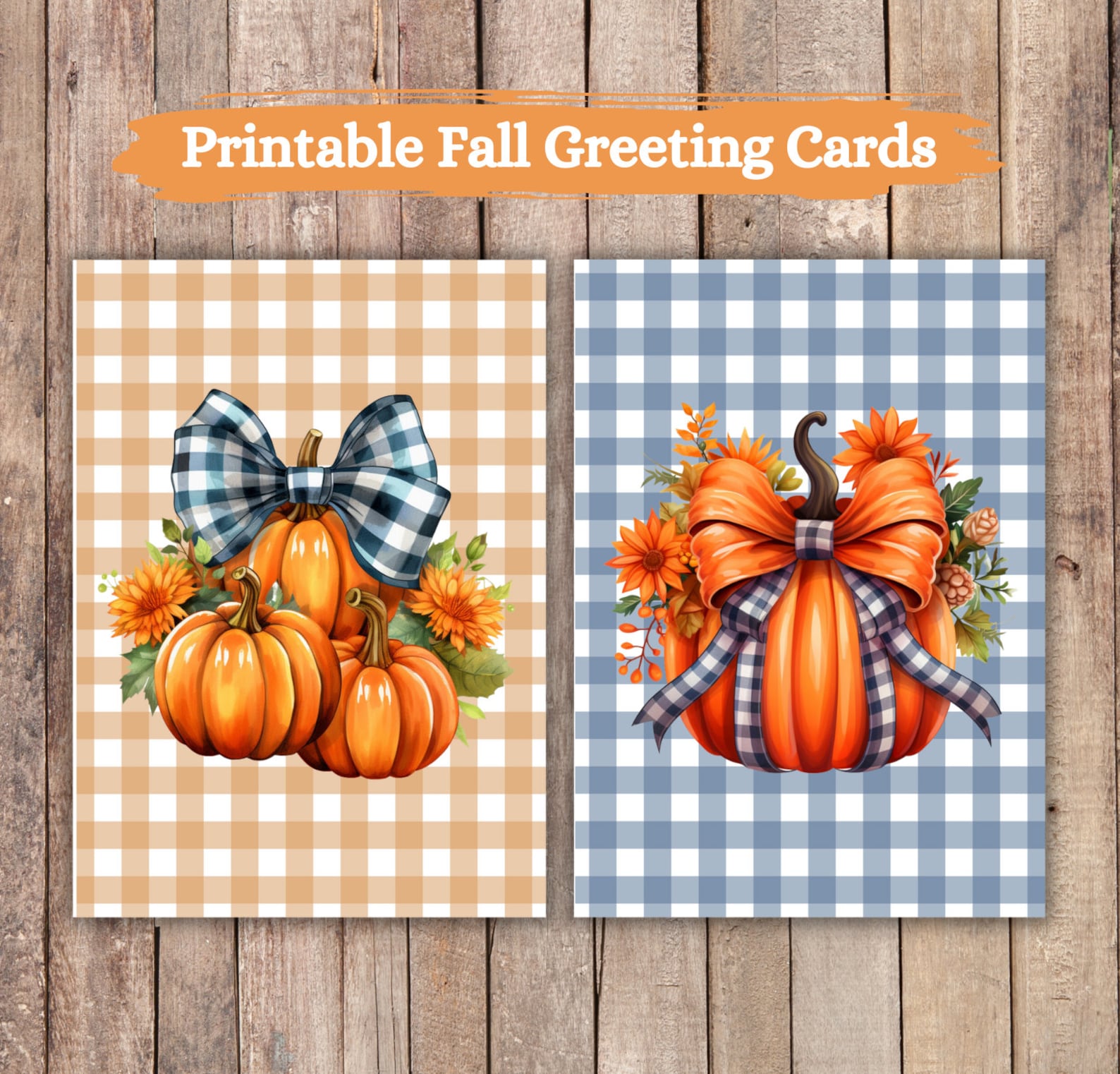 Printable Fall Greeting Cards | Autumn | Instant Download | Pumpkins ...