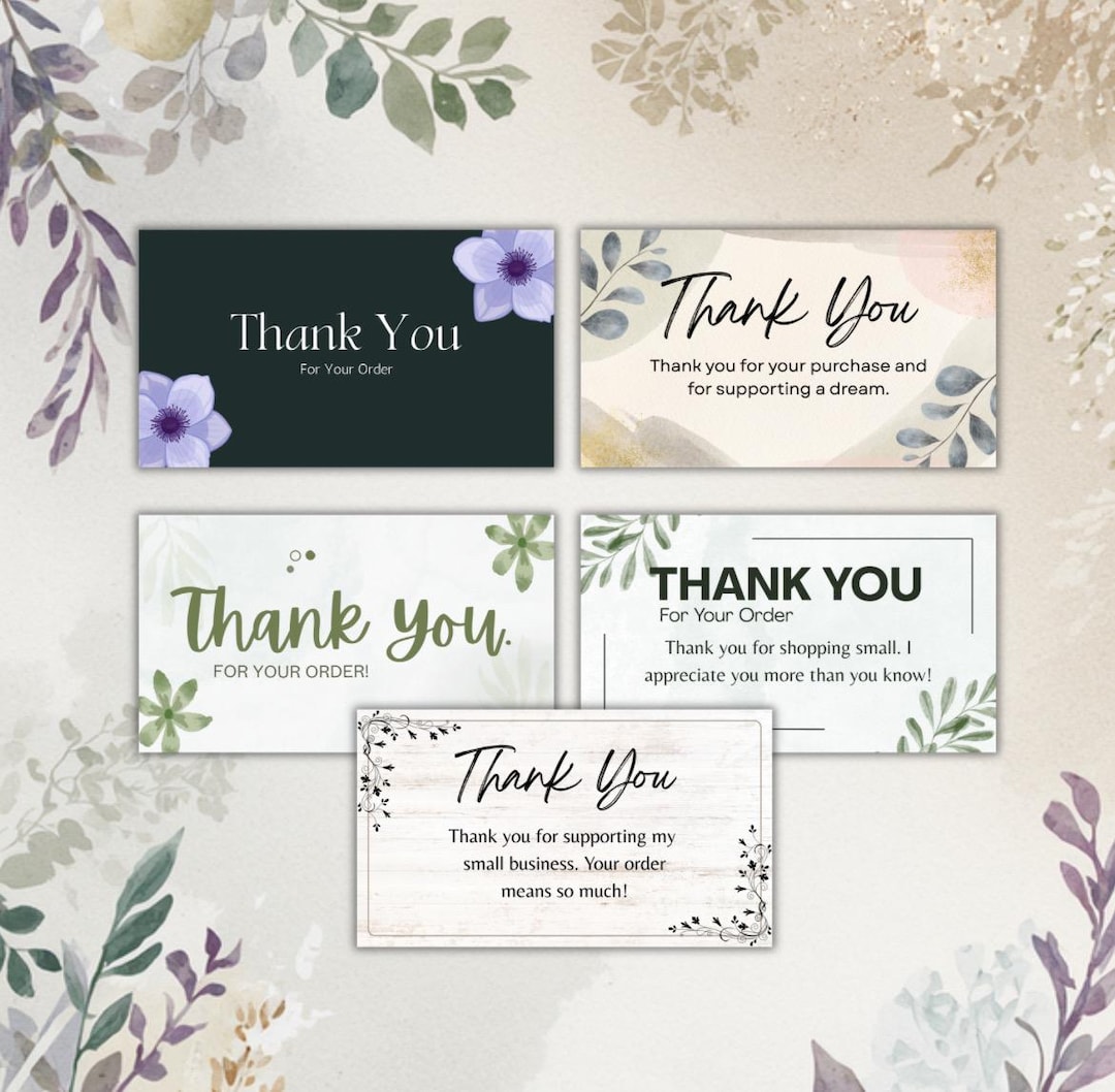 Small Business Thank You Cards Printable Bundle | Ready to Print ...