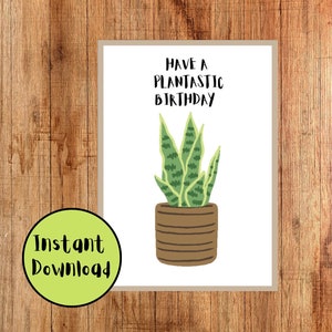 Download instantâneo | Cartão de aniversário engraçado | Para impressão | Download instantâneo | Engraçado | Amante de plantas | Feliz aniversário | Presente | Digital
