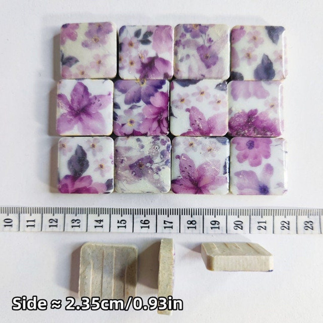 Ceramic Mosaic Square & Round Tiles DIY Craft Supplies 100g/lot for Crafters, Artists, Mosaic
