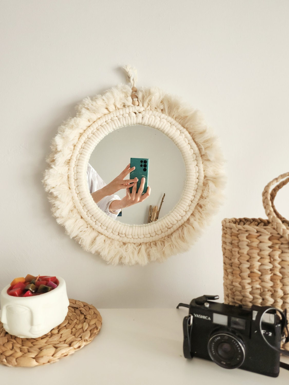 Large Round Macrame Mirror Wall Decor, Housewarming Gift, Natural Home ...