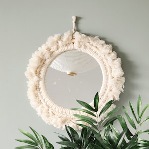 Large round macrame mirror wall decor, Housewarming Gift, natural home decor, round hanging, Bohemian Headboard, custom macrame, boho mirror