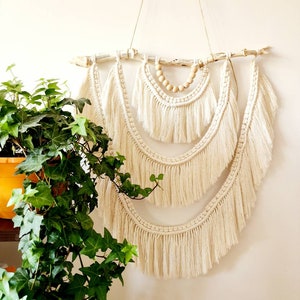 Bohemian Macrame wall hanging with Three layers and wooden balls,Bohemian decoration, Housewarming gift,handmade macrame