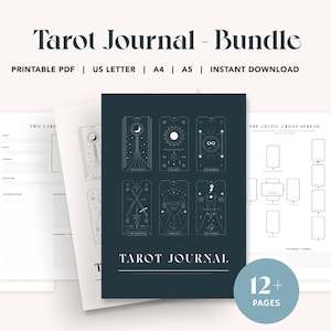 Tarot Journal Printable | Tarot Arbeitsbuch Spreads | A4, A5, US Letter, Minimalistisches Design, Sofort Download PDF