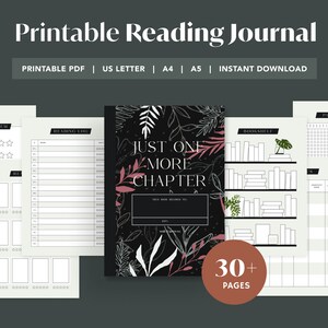 Book Lovers Reading Journal - 2024 Book Log, Tracker Planner, Bookshelf, A4, A5, US Letter, Minimalist, Instant Download Printable PDF