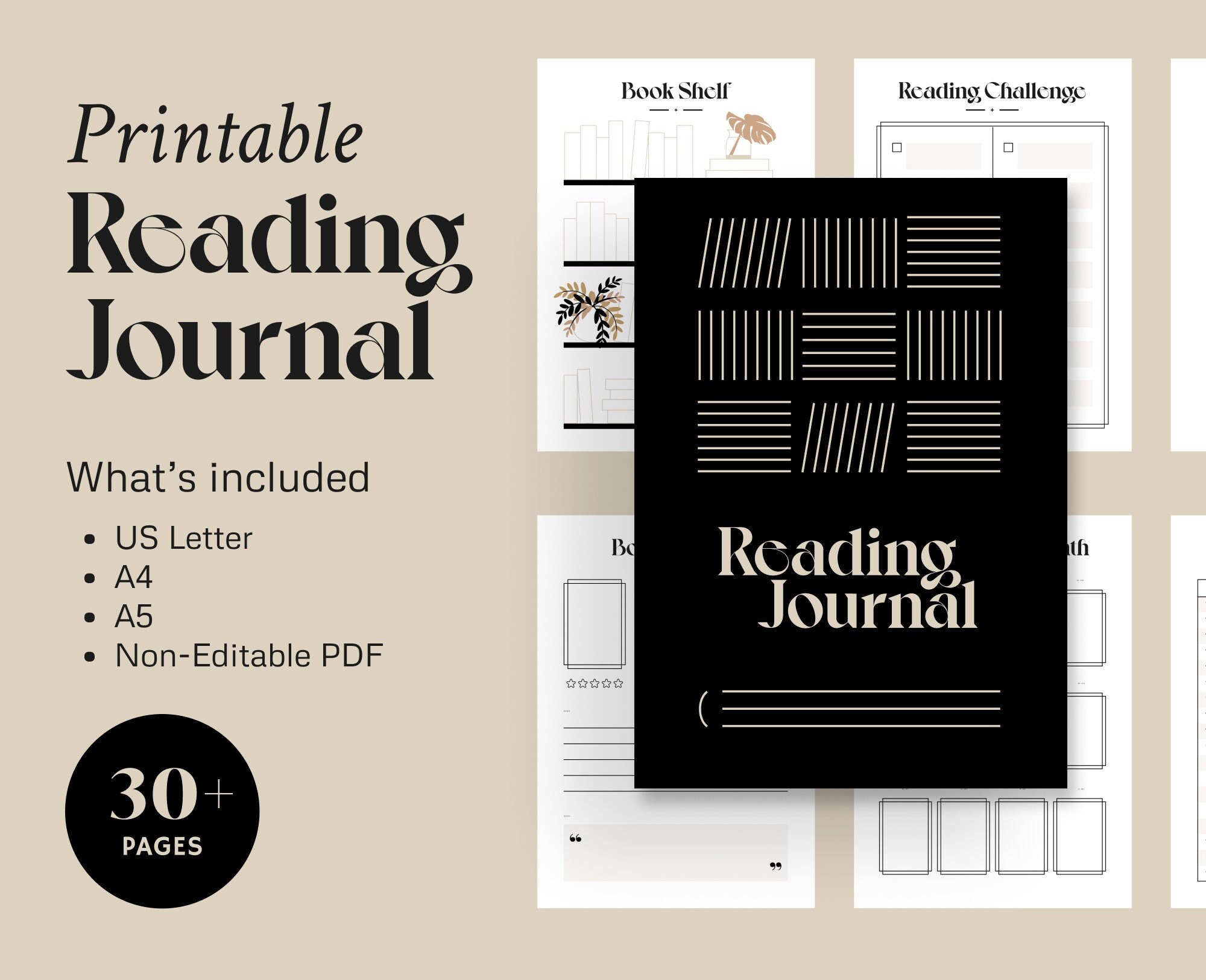 Printable Reading Journal Bundle: Book Tracker Planner (PDF Download ...