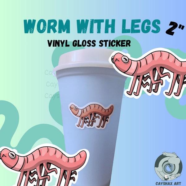 Worm With Legs Vinyl Sticker 2inch | water resistant | adorable | bug | Creature | Weird | Creepy | caterpillar | Gift