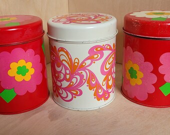 Vintage seventies Deense blikken - ontwerp van Dorthe Bruun Rasmussen - Lena en Al Aklund -Laurids Lønborg A/S - Kopenhagen Denemarken