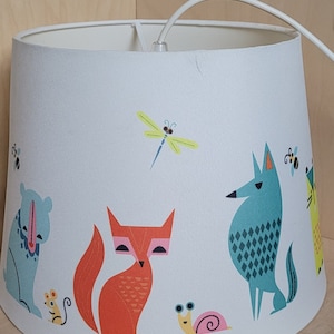 Jättendal Lamp Shade - vintage IKEA - animal print - bear / wolf / dragonfly / mouse / fox / bee / snail / hedgehog / beaver